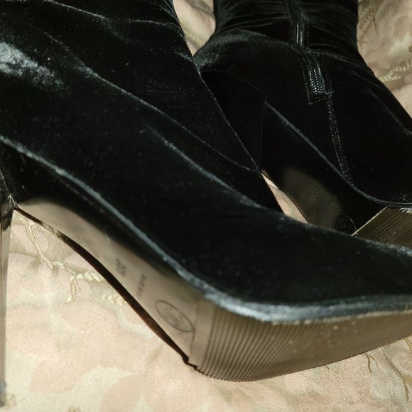 Chanel Black Velvet High Heel Boots - Picture 5 of 9